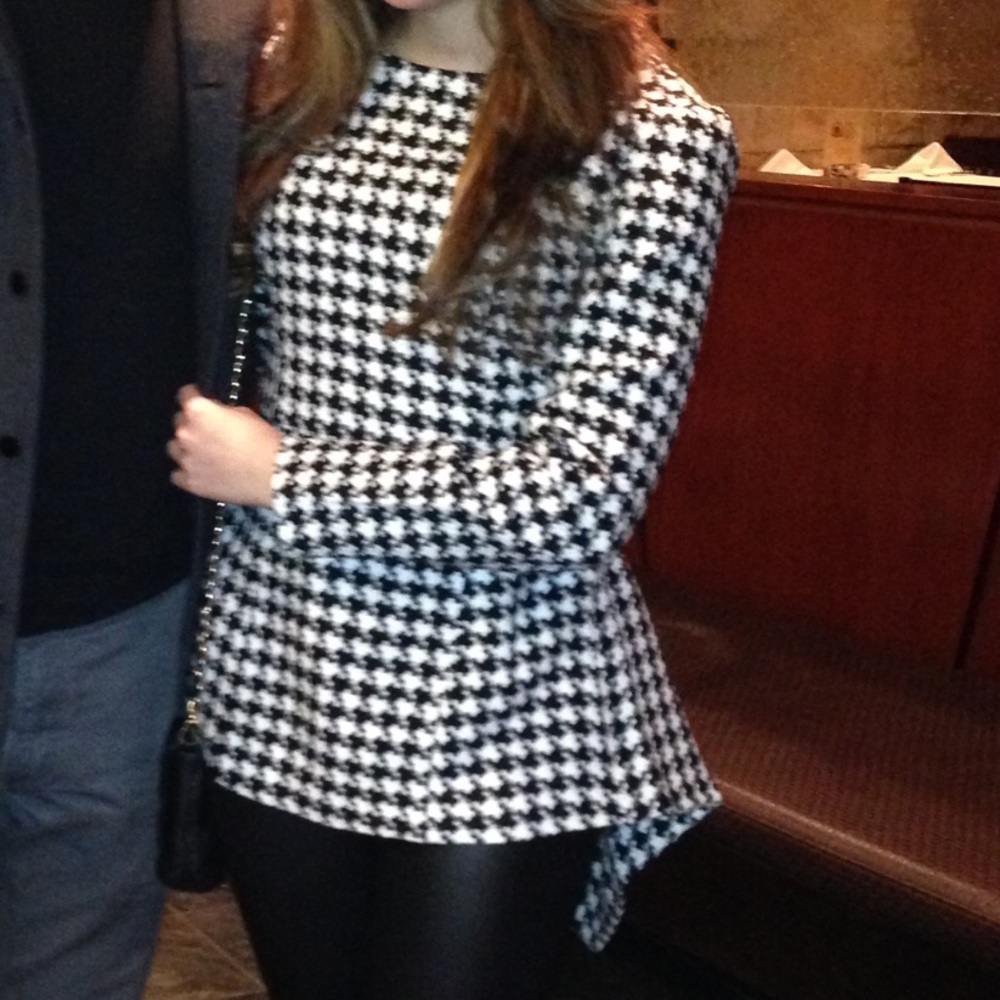 Houndstooth Wool Material Top - image 1